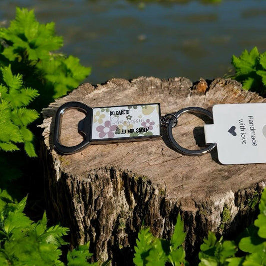 Schlüsselanhänger mit Flaschenöffner ( bedruckt nach Kundenwunsch )