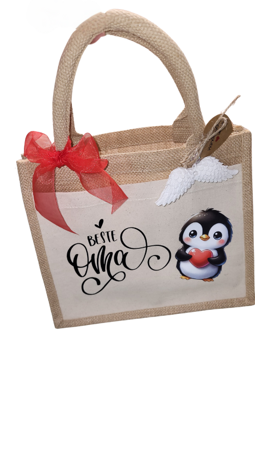Jute Tasche bedruckt mit Anhänger Keramik