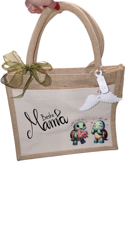 Jute Tasche bedruckt mit Anhänger Keramik